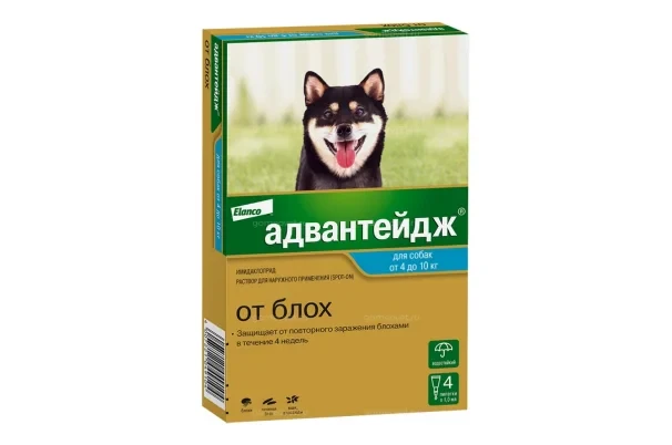 Адвантейдж для собак от 4 до 10кг 1мл 4пип.