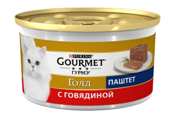Купить корм Гурмэ Голд (Gourmet Gold) паштет с говядиной для кошек 85 г