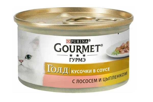 Gourmet Gold кусочки в соусе для кошек с курицей и лососем